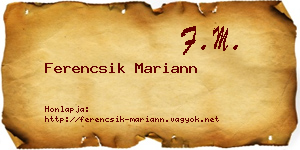 Ferencsik Mariann névjegykártya